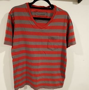 Guess Mens Short Sleeve Striped Vneck
